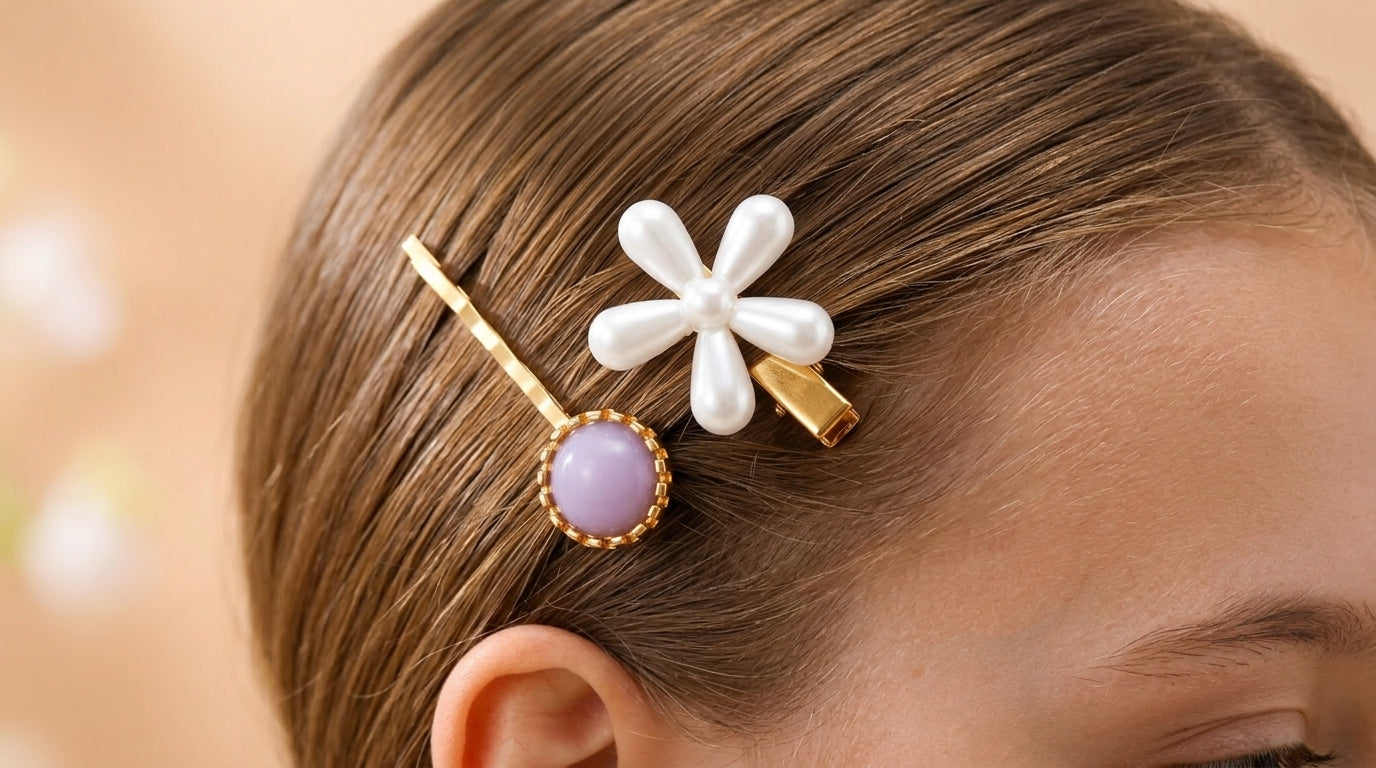 Beautiful White and Purple Side Clips