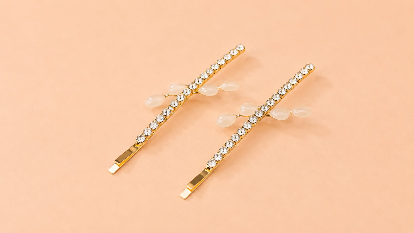 Elegant Gold hairpins with Rhinestones (1 Pair)