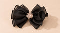 Elegant Black Organza Bow with Rhinestone jewel