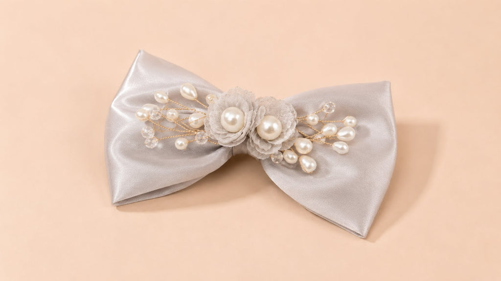 Elegant Satin Bow with Pearls