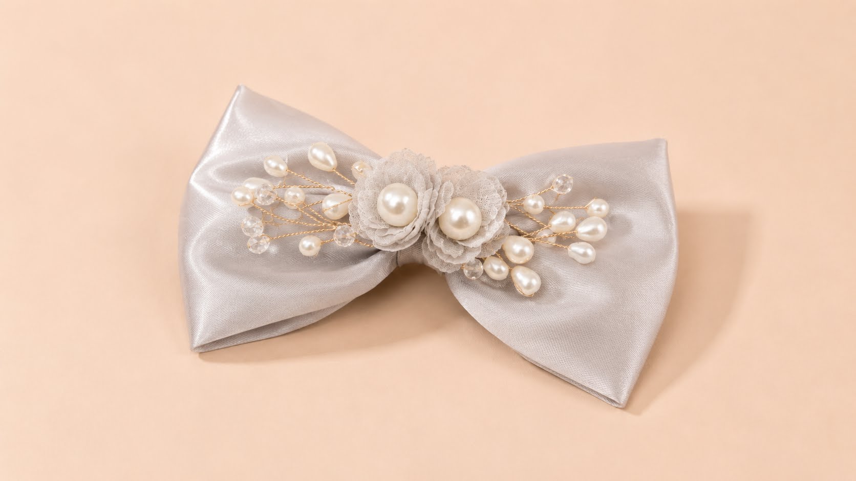 Elegant Satin Bow with Pearls