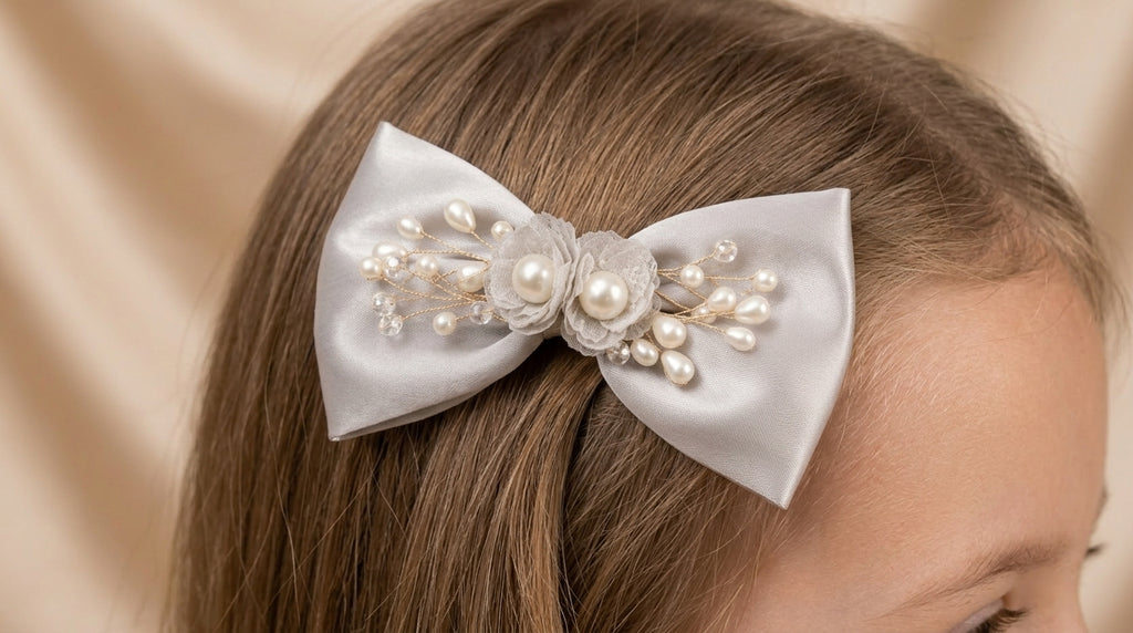 Elegant Satin Bow with Pearls