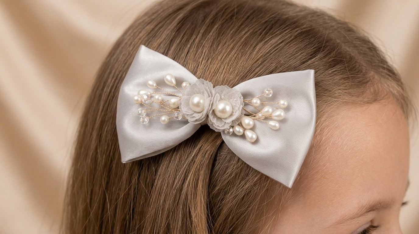Elegant Satin Bow with Pearls