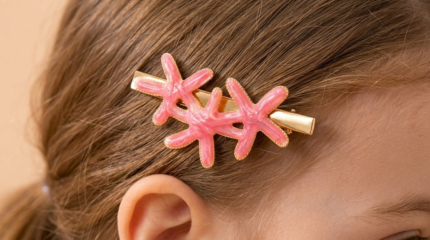 Glossy Pink Starfish Side Clip