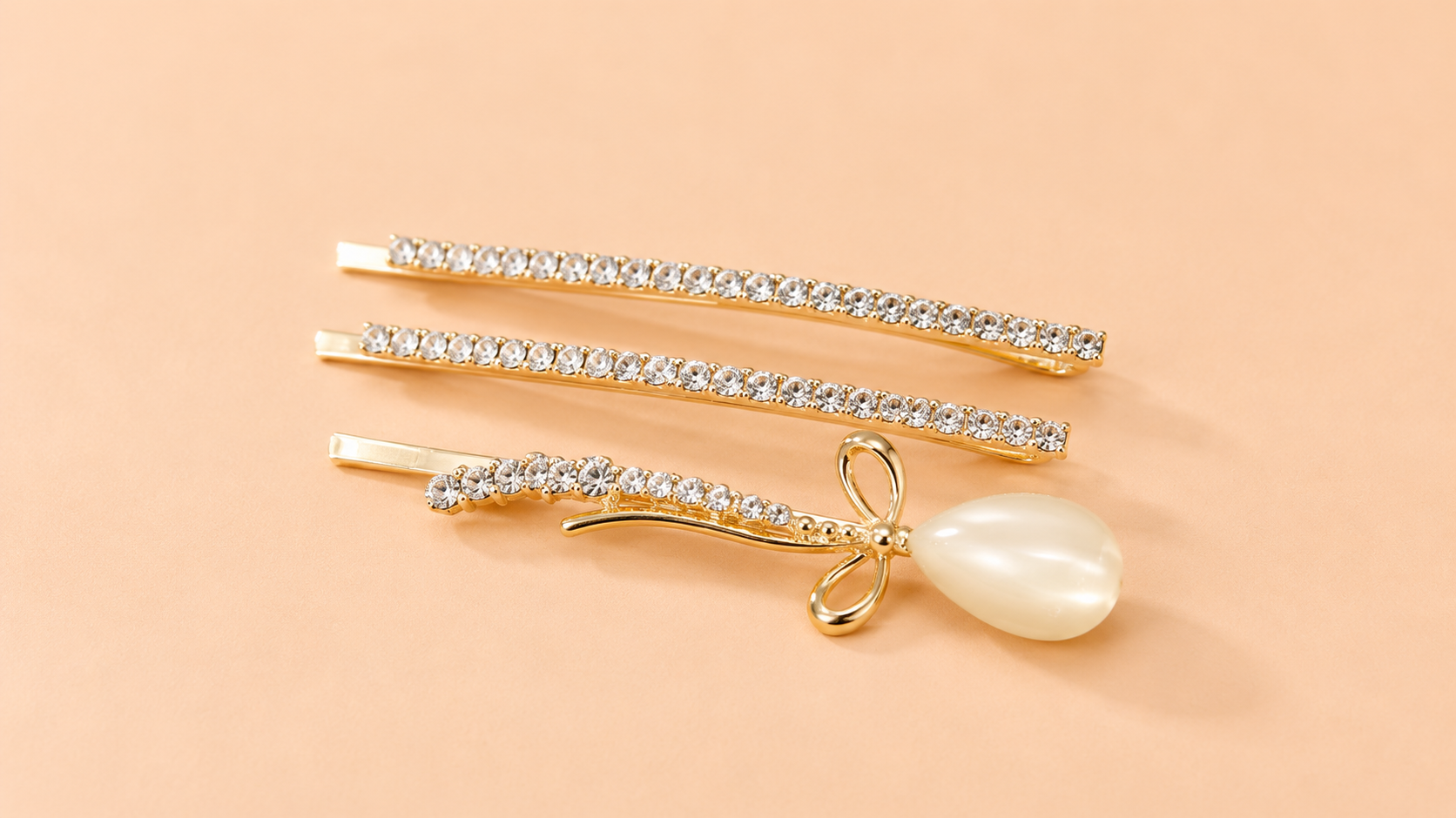 Gold Side Pins with Rhinestone accents
