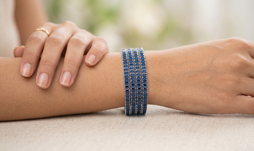 Blue Stone Bangle (4 Pcs)