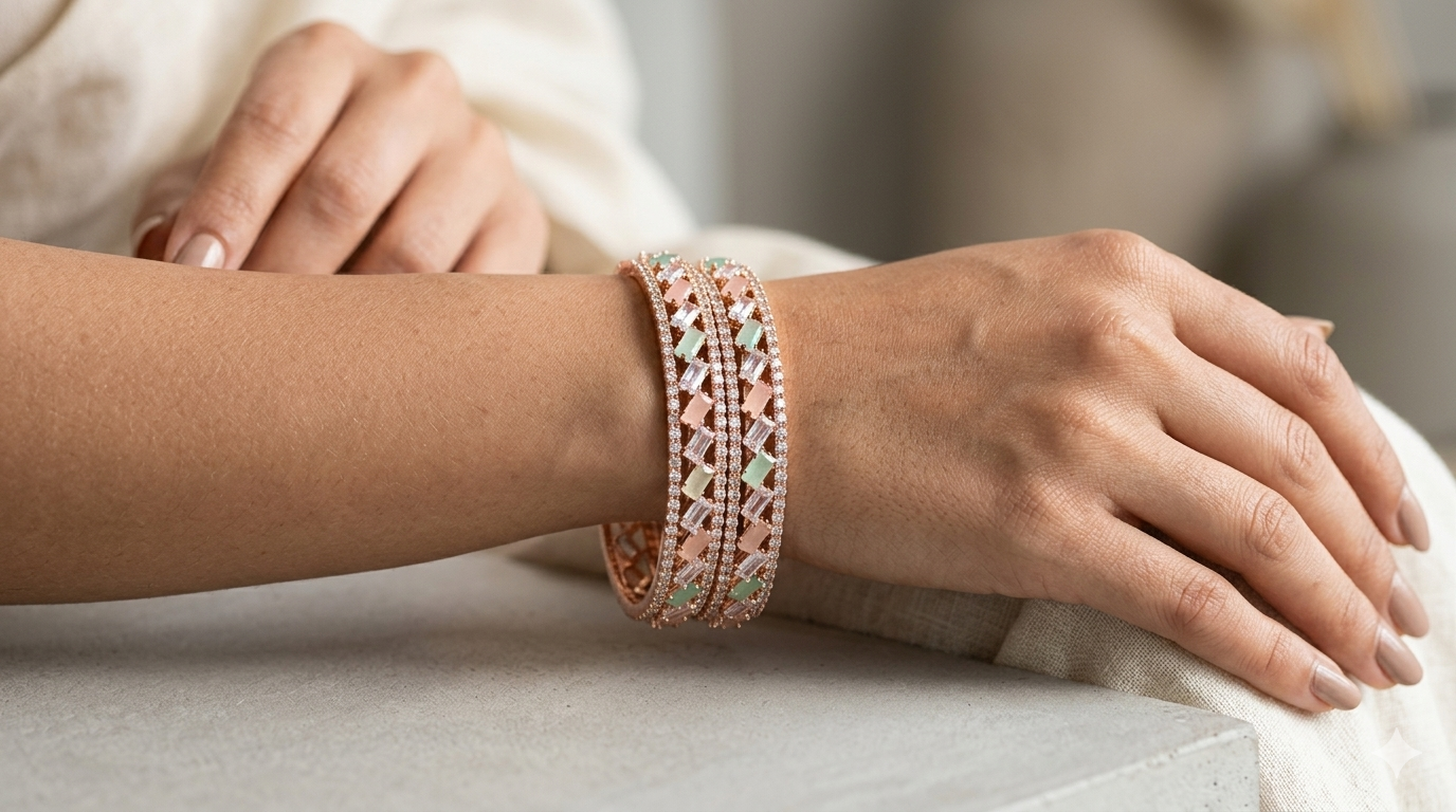 Stone Bangle - Multi Colour ( 2 Pcs)