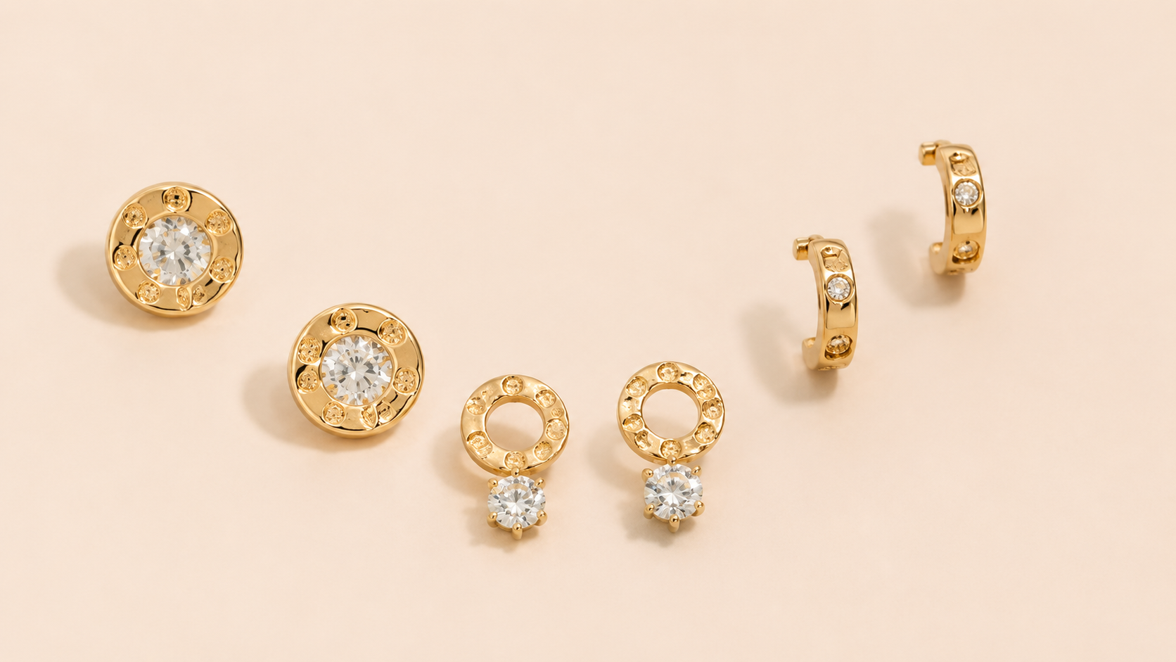 Stone Gold Earring Set