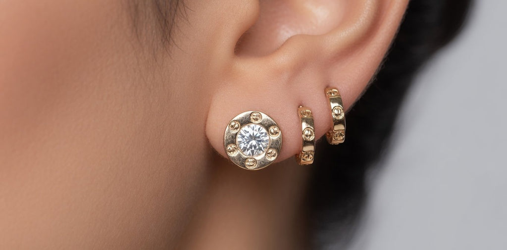 Stone Gold Earring Set