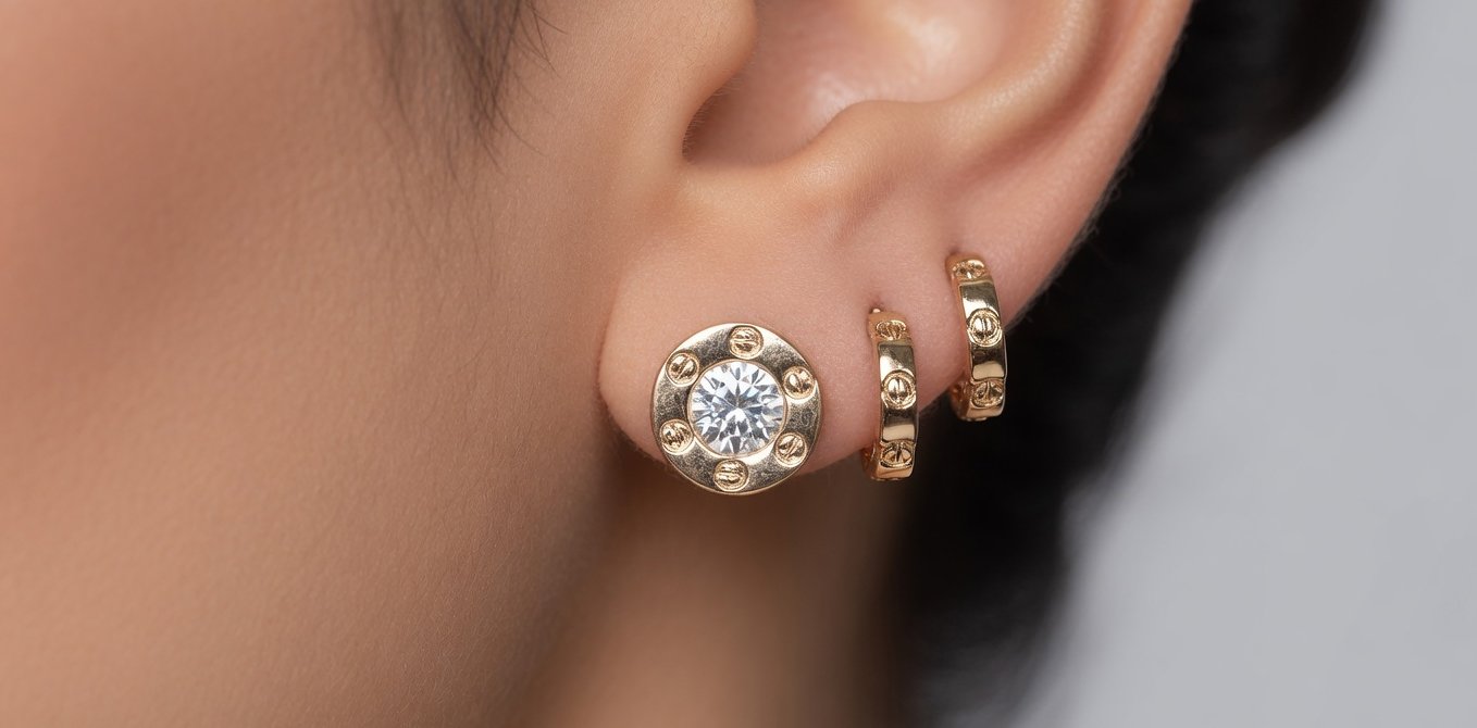 Stone Gold Earring Set