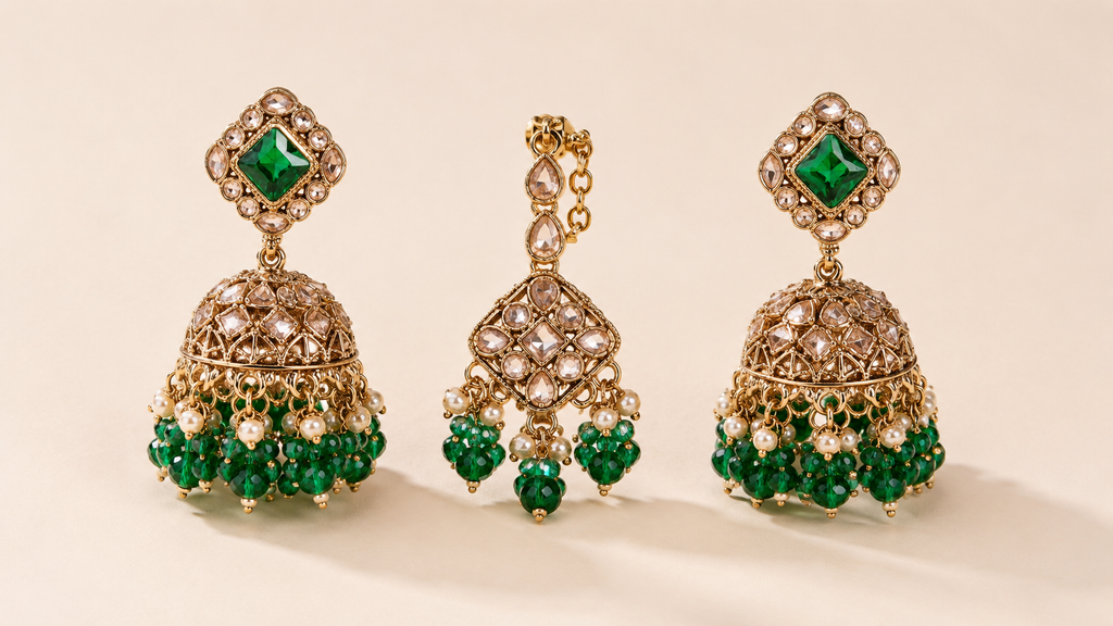 Emerald Green Jhumki Set