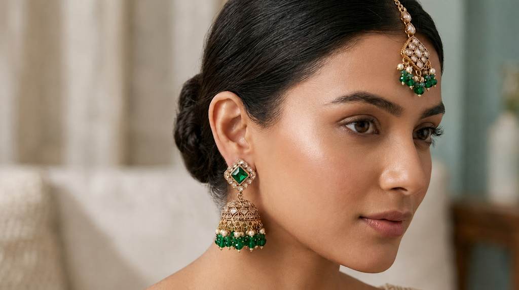 Emerald Green Jhumki Set