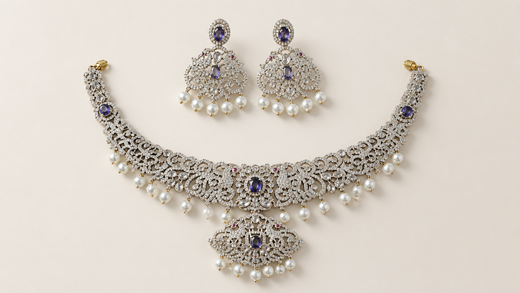 Elegant Silver Neck Set