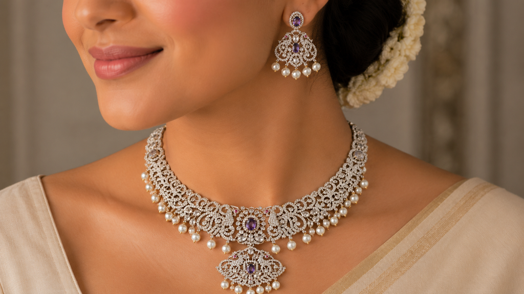 Elegant Silver Neck Set